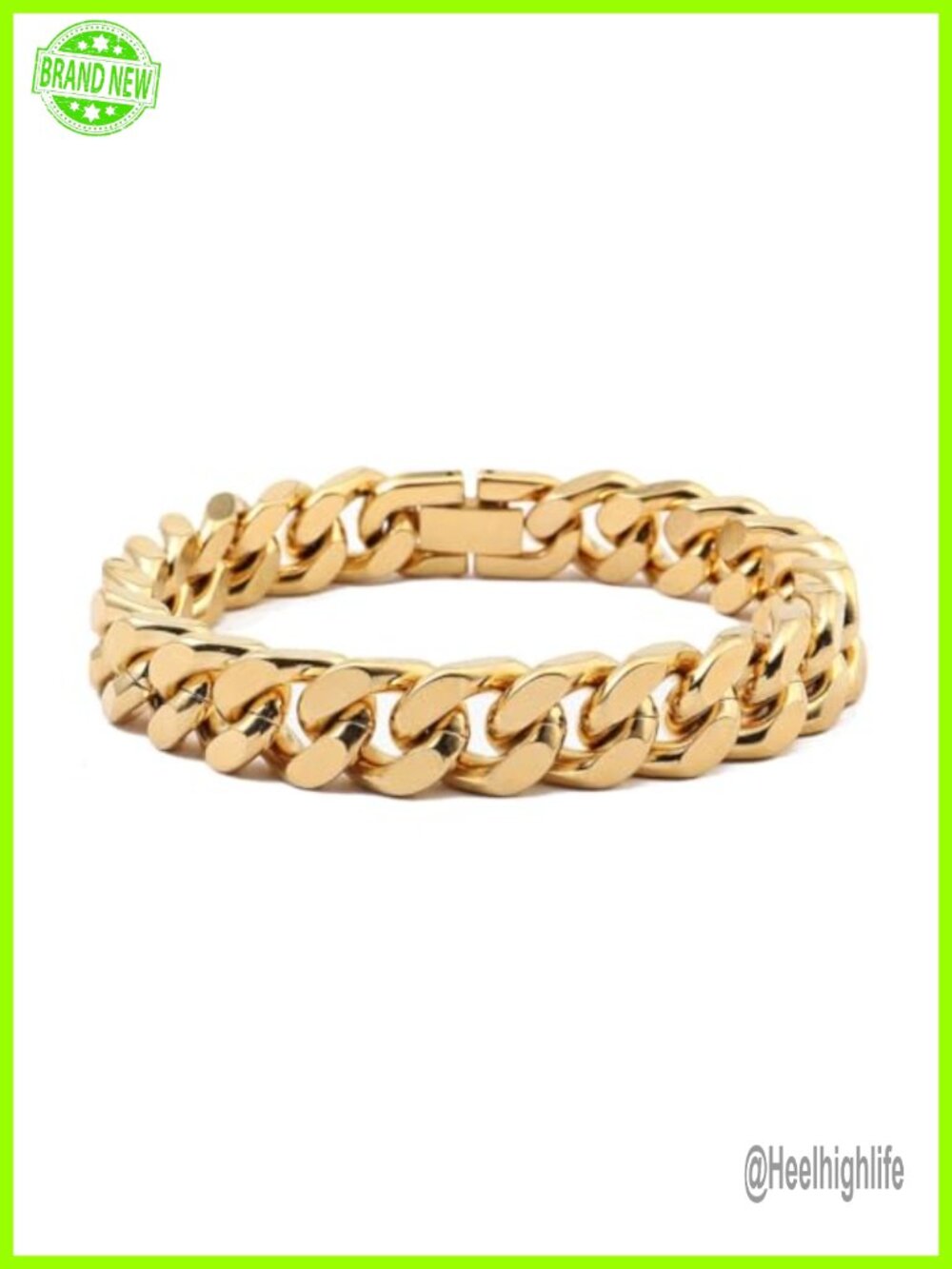 18K Solid Gold Miami Cuban Link Bracelet Fold Over Clasp Unisex